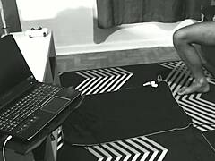 ip cam catches twink stroking his huge throbbing cock