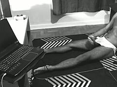 ip cam catches twink stroking his huge throbbing cock