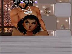 Black stud spreads cheeks for deep ebony ass licking and blowjob tease