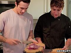 calvin banks cooks up intense kitchen sex with student jayden marcos