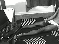 ip cam catches twink stroking his huge throbbing cock