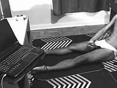 ip cam catches twink stroking his huge throbbing cock