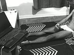 ip cam catches twink stroking his huge throbbing cock