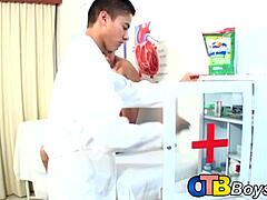Monster cocks demolish sweet latino twinks ass cheeks bareback in hospital doctor exam