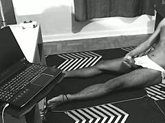 ip cam catches twink stroking his huge throbbing cock