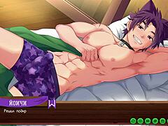 keitaro jerks yoichi's huge cock with russian yaoi voiceover