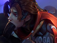 Overwatch 2 Emre Sucks Cock to Massive Facial Cumshot!