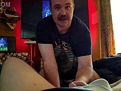 helping hand from mister moustache jerking rusty piper with anal toy frosting
