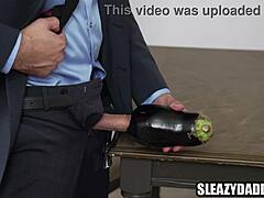 stepdad uses cucumber toy on twink stepsons ass for college prep ughh