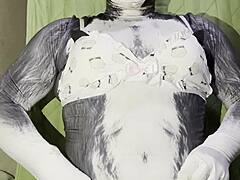Fat Husky In Cute Lingerie Does Cosplay Solo