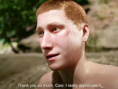 Old russian friend gets sucked and fucked by waterfall