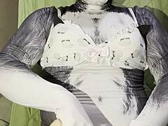 Fat Husky In Cute Lingerie Does Cosplay Solo
