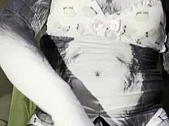 Fat Husky In Cute Lingerie Does Cosplay Solo