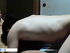 Gay blowjob in the japanese-style room