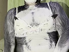 Fat Husky In Cute Lingerie Does Cosplay Solo