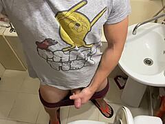 young guy jerks off in neighbors toilet