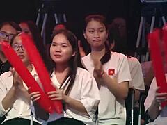 Vietnamese guy performs cute blowjob during game session
