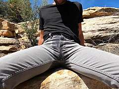 pissing my jeans and jerking off out in desert