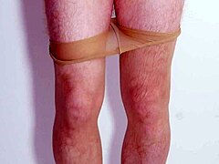Masturbating And Stripping Off Tan Pantyhose Tights Slowly