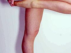 Masturbating And Stripping Off Tan Pantyhose Tights Slowly