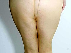 Masturbating And Stripping Off Tan Pantyhose Tights Slowly