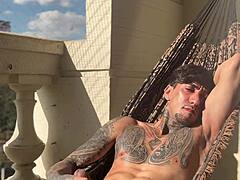 First time jerking off on balcony
