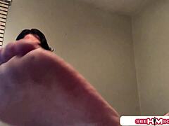 Kade snow milks his shaft slowly