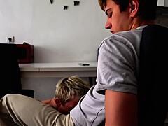 A guy with a big cock is fucking a cute twink smooth ass hard and juicy