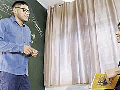 Spanish teacher helps student with homework session