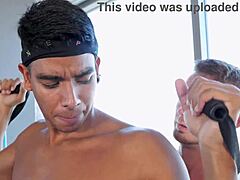 Workout buddies messing with sweaty cocks
