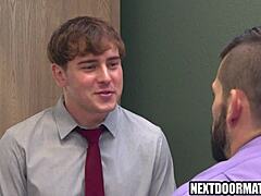 Gay Office Workers Clash Over Promotion and End Up Fucking Hardcore Bareback