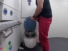 ever seen a hot cock jerked off in a train toilet? i piss and stroke mine on this wild ride!