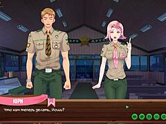 游戏朋友营地第6集，Keitaro在淋浴中偷偷快速手淫，带俄罗斯语音氛围。