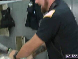 Twink's steamy threesome with cops