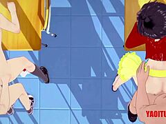 Yaoi 大群交，Naruto Deku Bakugou 在动漫男同行动中