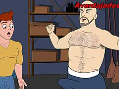 Sexo gay em desenho com faxineiro comedor em ação