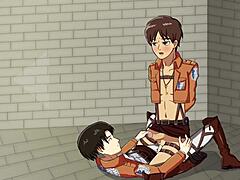 एनिमेटेड गेम सीन में दो लड़के कड़ा बांग करते हैं!