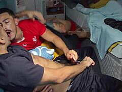 Friends' cinema night turns into wild orgy with nipple flashing