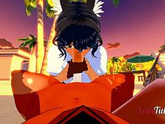 퍼리 이프 야오이 헨타이 3D - 해변에서 두 마리 개가 블로우잡 정액 입에 - 하드 섹스 애니메이션