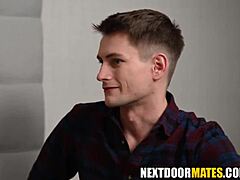 Straight guy experiences his first hardcore bareback fucking with a twink jock