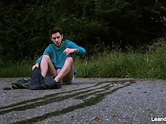 caught taking a piss and jerking off outdoors in the forest